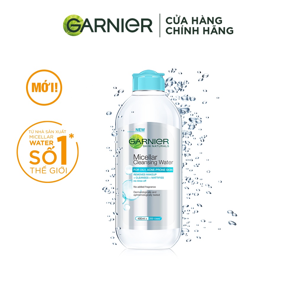 Nước Tẩy Trang Garnier Da Dầu &amp; Mụn (nắp xanh)