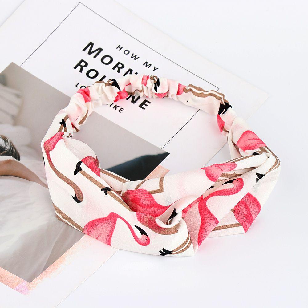 Băng Đô Turban Bản Rộng In Họa Tiết Chim Hồng Hạc Thời Trang Xuân Hè Cho Bé Gái