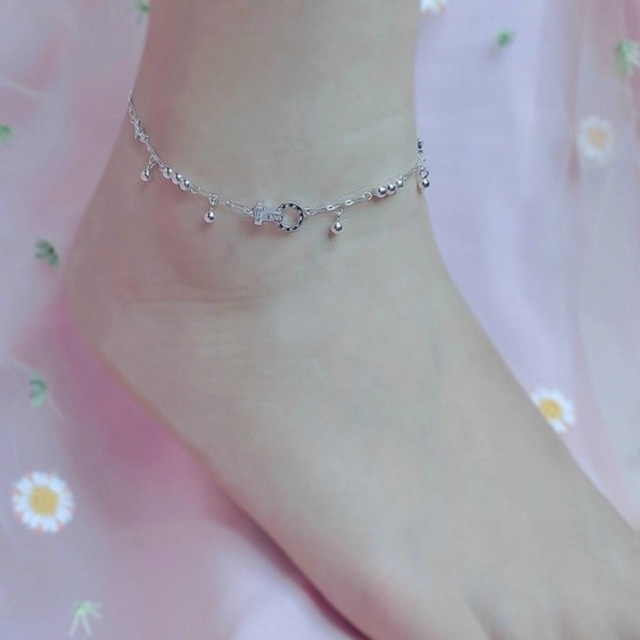 Lắc chân bạc 925 tim khoá