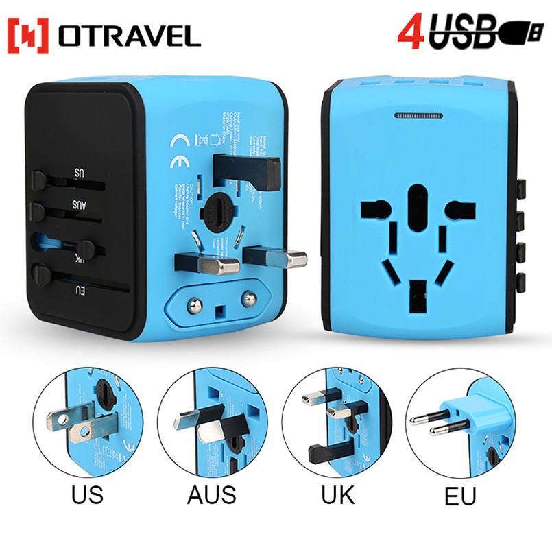Củ sạc điện thoại du lịch đa năng Otravel sạc nhanh 25W 110v&220v 4 chuẩn chân cắm các nước Rơle tự ngắt khi quá tải