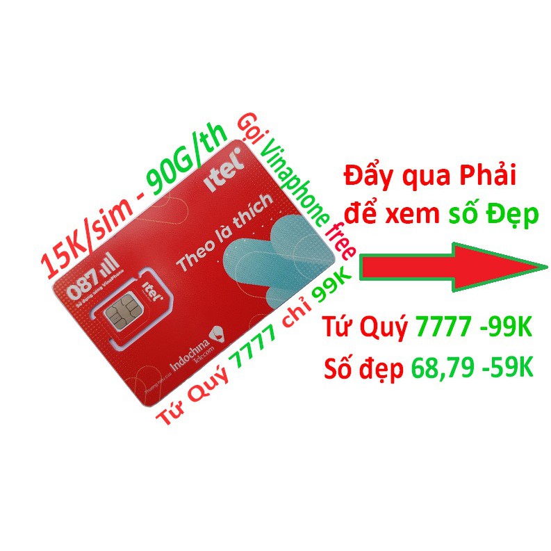 VinaPhone 90G/th [Miễn phí tháng đầu] Sim 4G MAY77 Itel Vinaphone, Gọi Vinaphone miễn phí