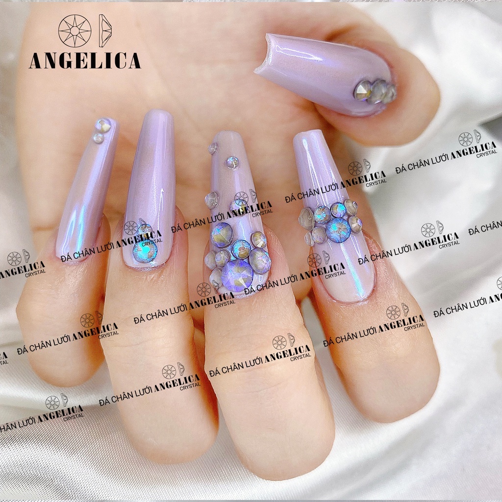 Đá Nail Chân Lưới 16 Khía Padparadscha Ab Đính Trang Trí Móng ANGELICA 860