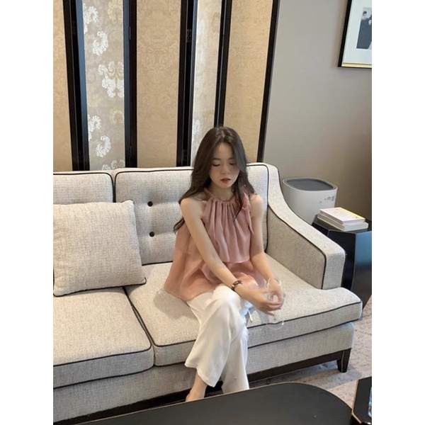 Áo yếm tơ buộc nơ vai hai lớp tiểu thư