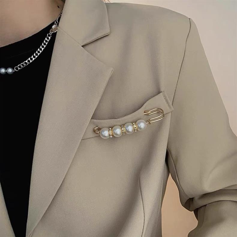 Set cài áo, gim quần áo đính ngọc trai đen nhân tạo siêu xinh pk 1