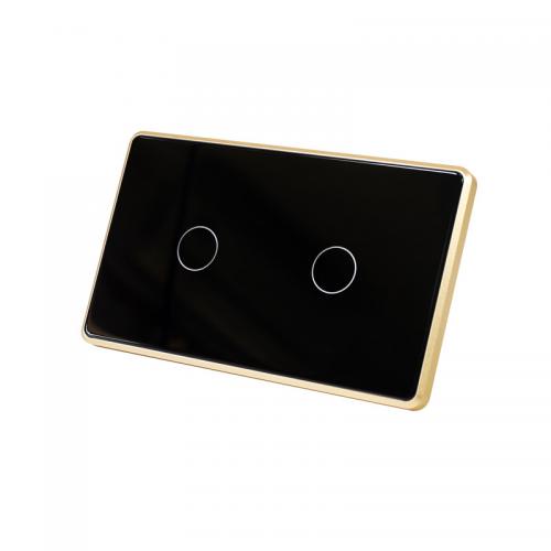 Công tắc cảm ứng chạm Wifi Smart Life SK3V – Mặt đen viền vàng, tắt mở đèn dễ dàng bằng điện thoại, chuẩn mặt chử nhật