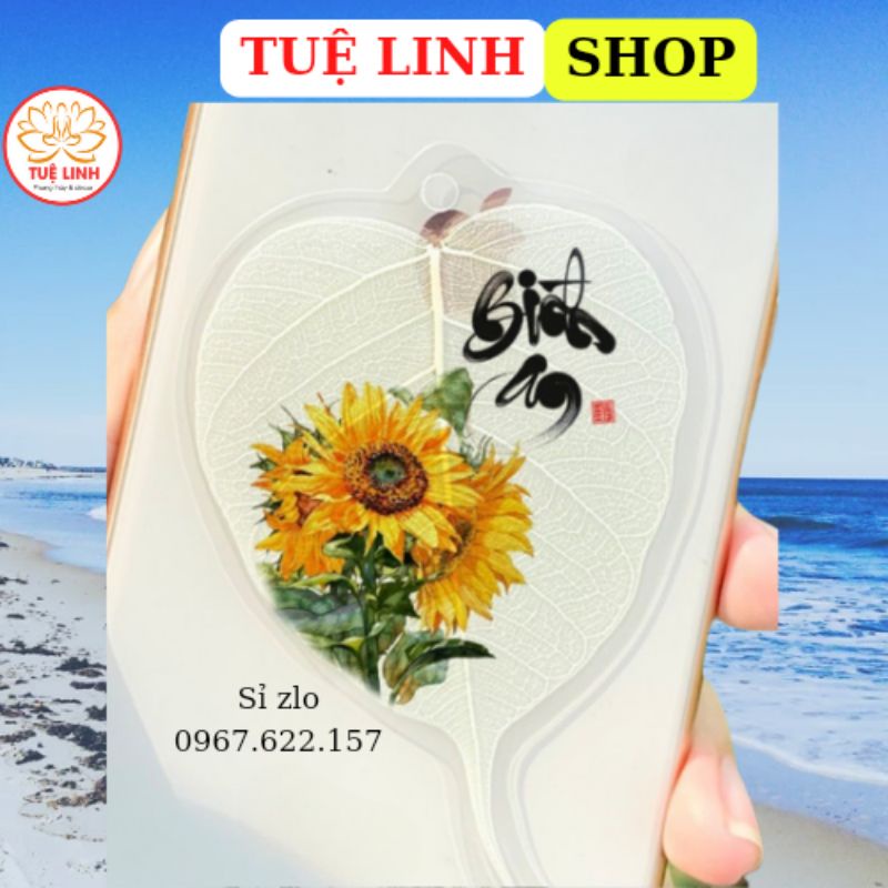 Lá Bồ Đề Bình An in hình Hoa Hướng Dương