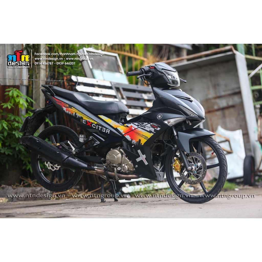 Tem Rời Dán Xe Exciter 150 Mẫu Hoàng Hôn Vàng Đỏ Đen Cực Chất, Hàng 3 Lớp Chất Lượng Cao