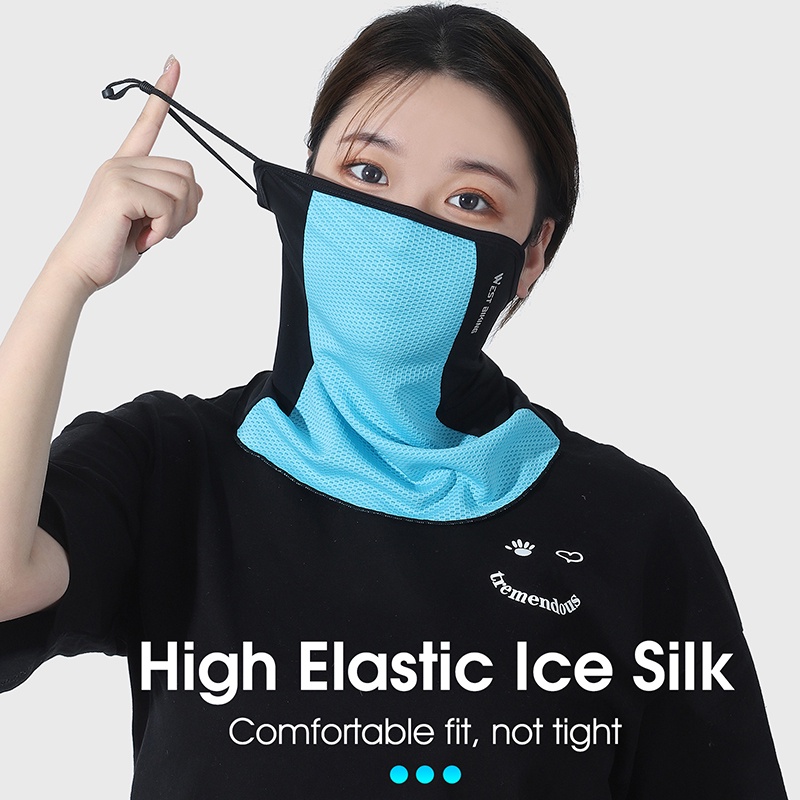 Khẩu trang che mặt WEST BIKING bằng lụa lạnh điều chỉnh được chống tia UV UPF 50+