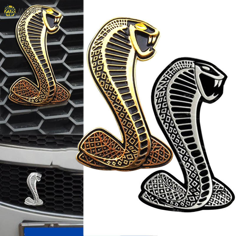 Miếng logo kim loại hình rắn hổ mang Cobra 3D dành cho ô tô Ford Shelby Mustang