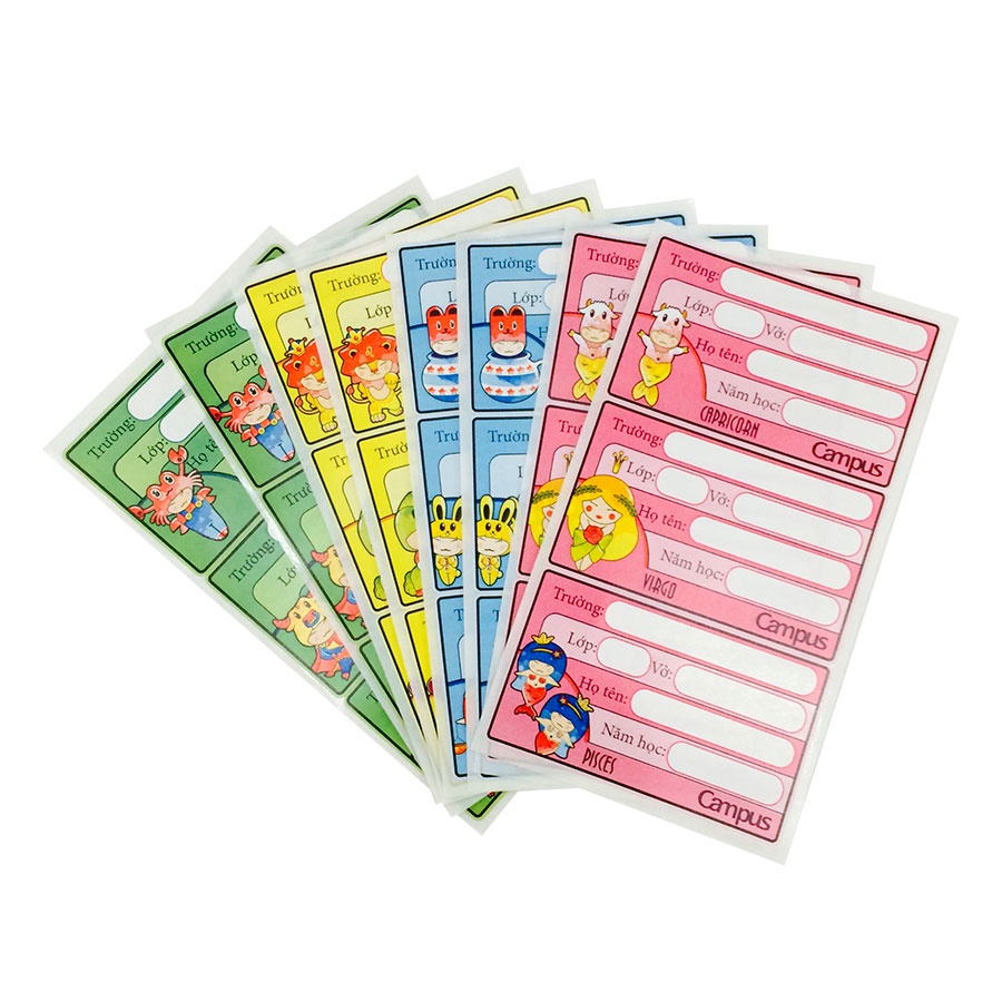 Sét 24 chiếc nhãn vở Campus Cung Hoàng Đạo Zodiac,nhãn ghi tên dán tập giá rẻ