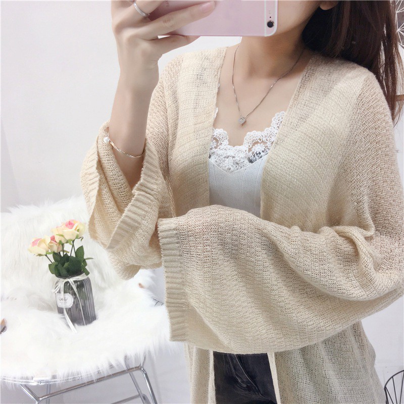 [Baywellfashion]Áo khoác Cardigan dệt kim vải mỏng dáng dài thiết kế hợp thời trang dành cho nữ | BigBuy360 - bigbuy360.vn