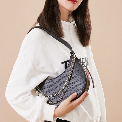 Faya - Túi xách kẹp nách dáng bầu dây ngọc sang trọng T1198