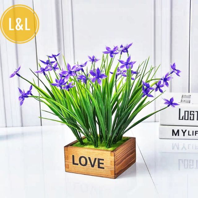 Chậu gỗ LOVE hình chữ nhật trồng cây cảnh cây cảnh nội thất, tiểu cảnh sen đá, xương rồng, cây cảnh để bàn
