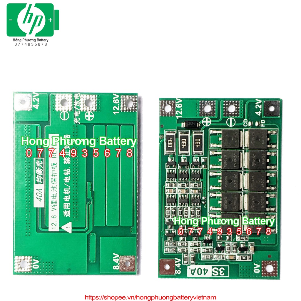 Mạch bảo vệ pin Lion 12.6V 3S 40A chất lượng [ HP Battery ]