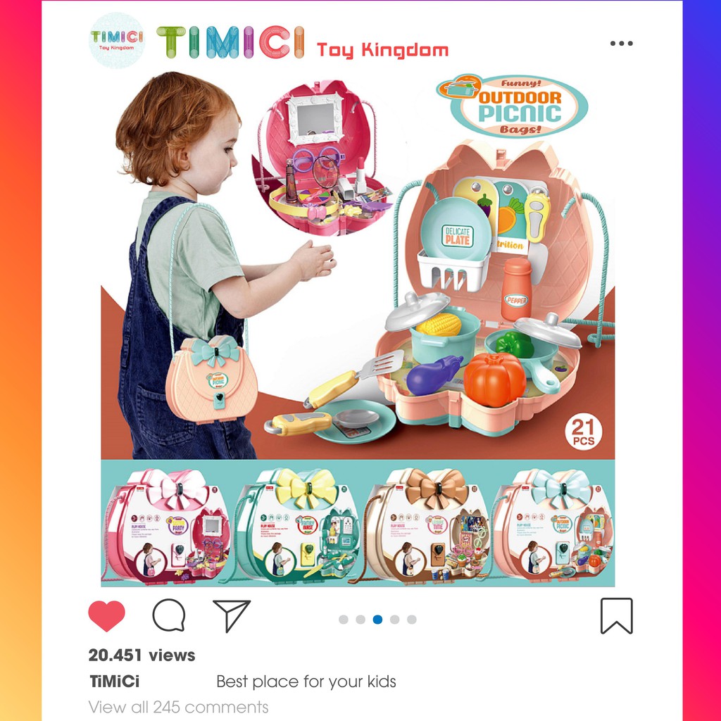 Bộ đồ chơi túi xách hướng nghiệp bé làm bác sỹ,nấu ăn,trang điểm và party (hot trend)
