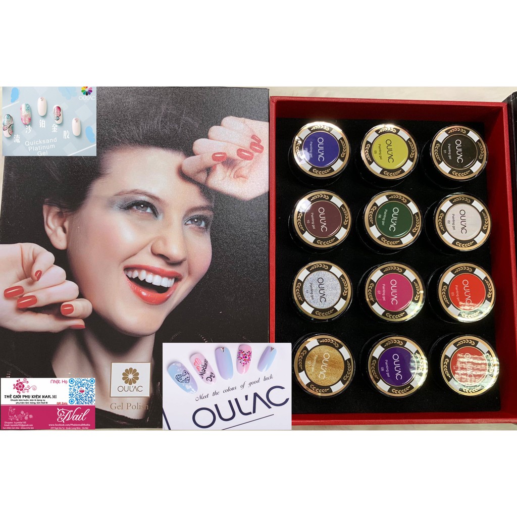 Sét Gel Vẽ 3D Cao Cấp Oulac Màu Đẹp Cực Chất 12 Màu