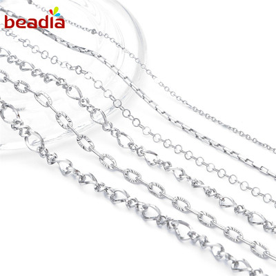 Chuỗi dây xích BEADIA bằng thép không gỉ 12 kiểu tùy chọn dùng làm trang sức DIY