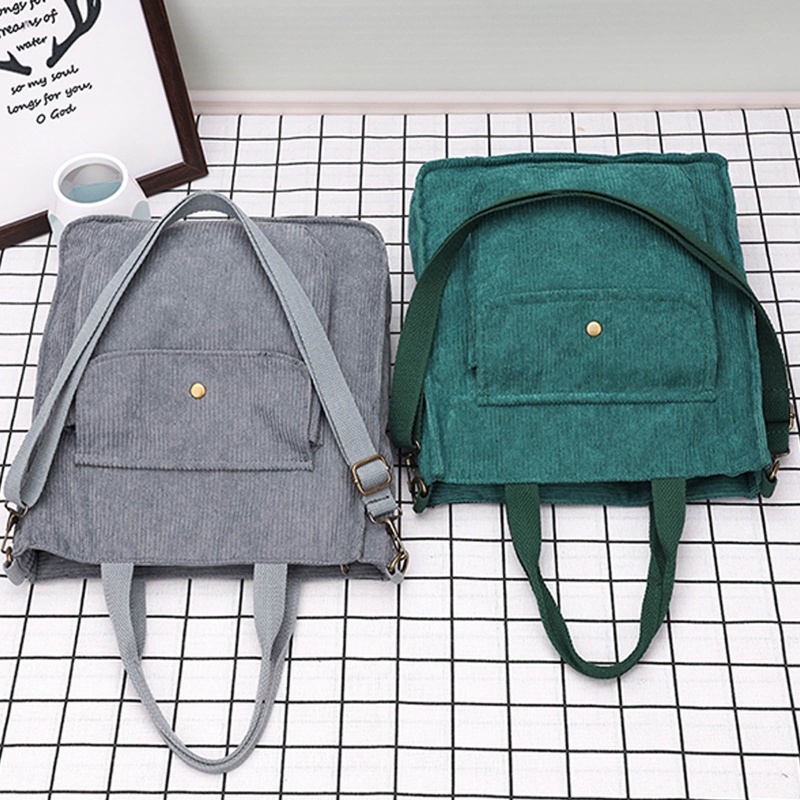 Túi Tote Đeo Vai Vải Nhung Màu Sắc Đơn Giản Cỡ Lớn Phong Cách Retro