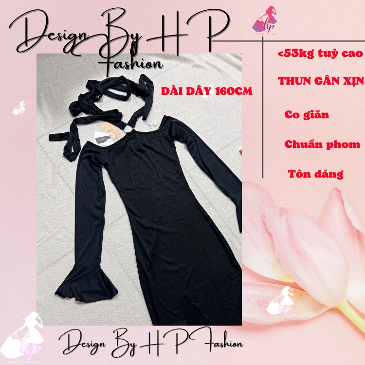 Đầm body xẻ tà, váy yếm tay loa dáng dài  sang chảnh tôn dáng kiểu hàn quốc VD302