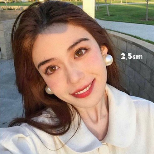 Bông tai ngọc trai to tròn khuyên tai ngọc trai nhân tạo BT03