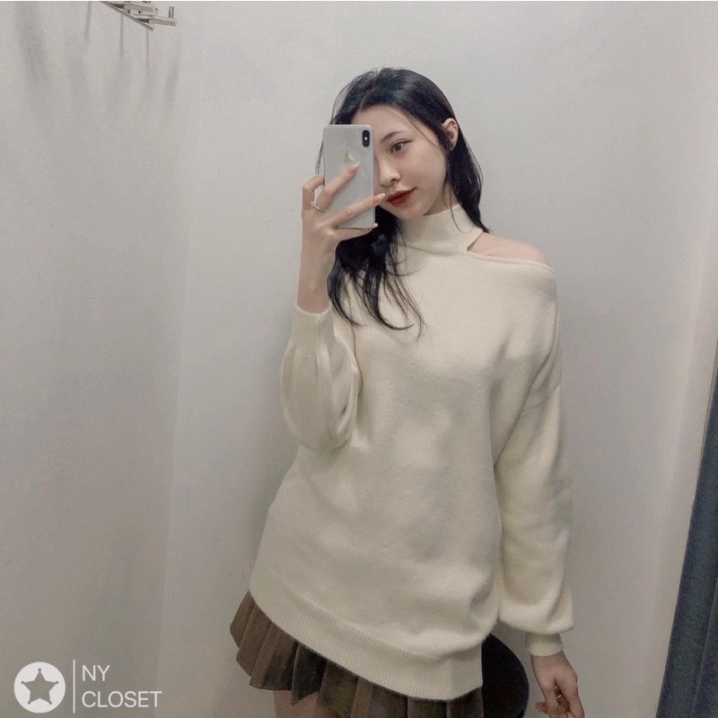👗Áo len khoét vai  Style quá xinh, dáng giấu quần đi bốt dài thì hơn đẹp hơn tây Lại còn khoe vai 2021