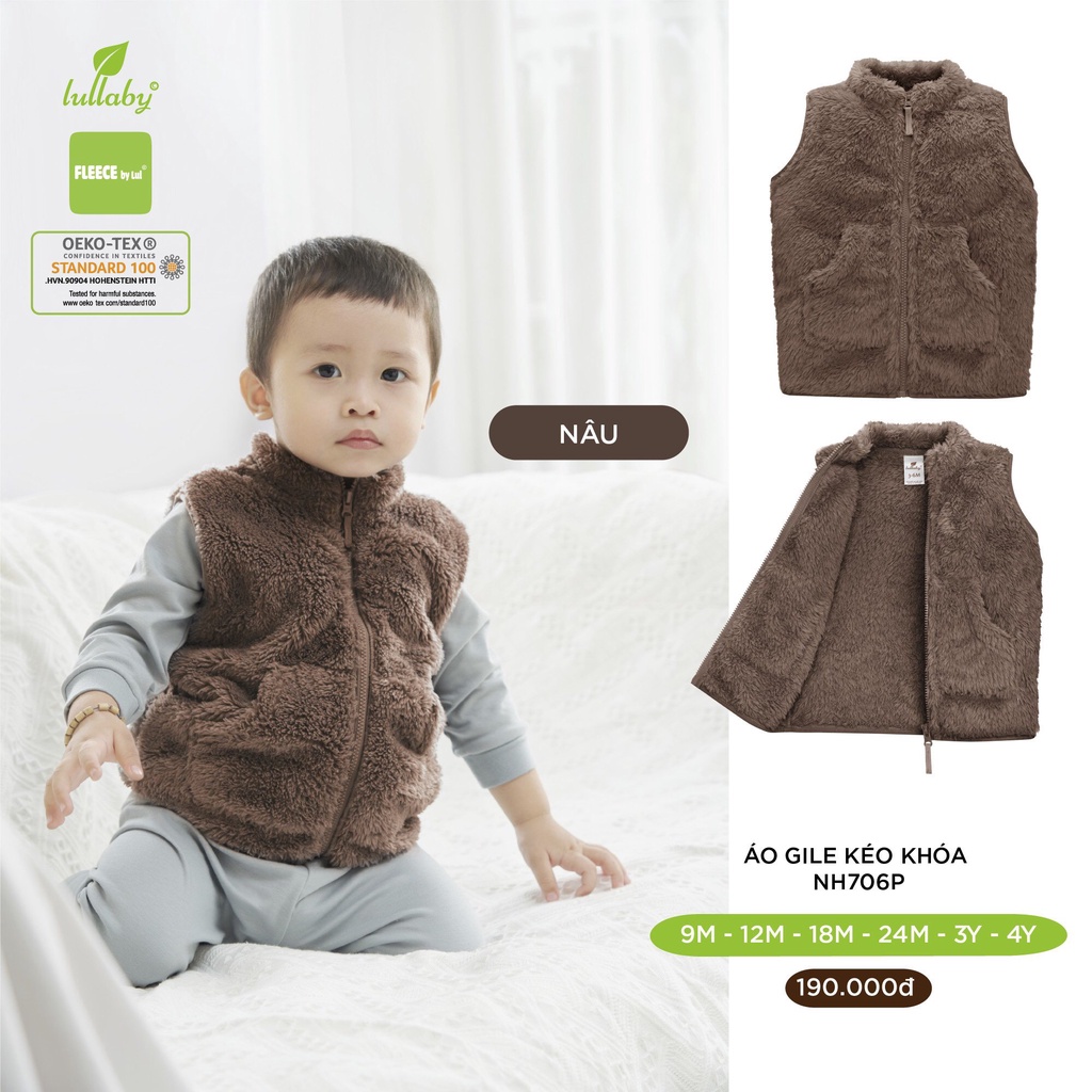 Áo gile lông kéo khoá Lullaby Cho bé NH512M