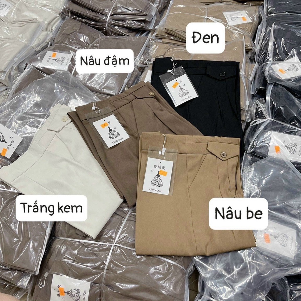 Quần ống rộng nữ cạp cao có trang trí nắp túi chất tuyết mưa mềm mịn phong cách hàn quốc trẻ trung m020