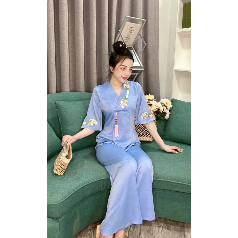 Đồ Lam Đi Chùa # Mẫu Trống Đồng # Quần Áo Nữ