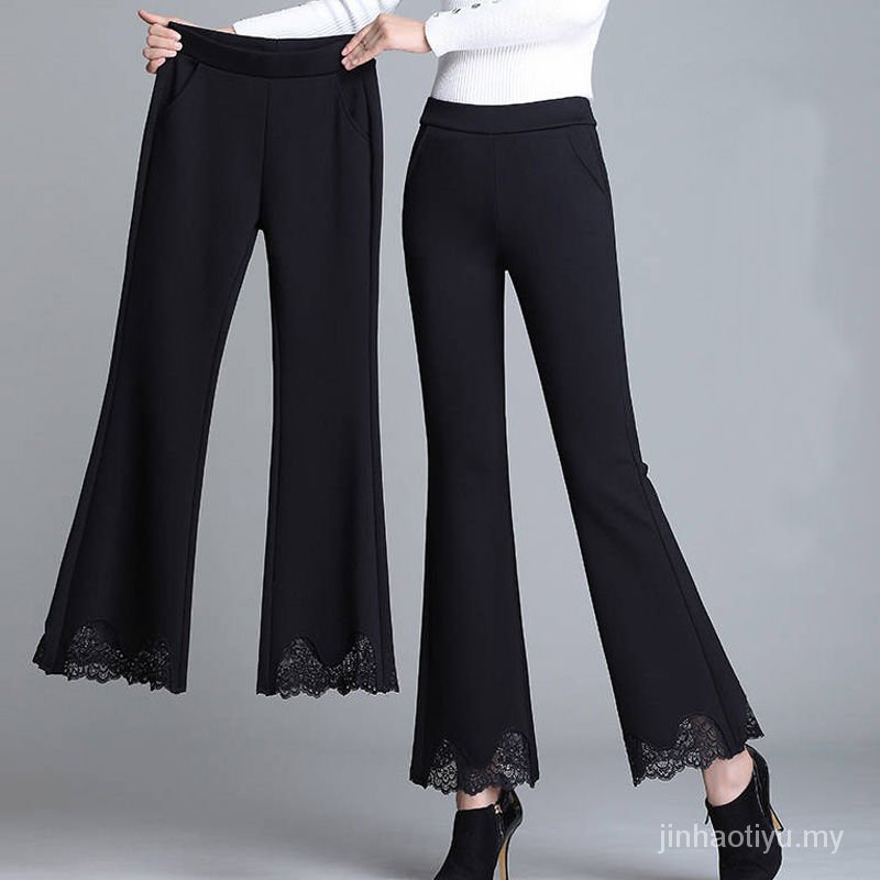 Quần Dài Ống Loe Lưng Cao Dáng Rộng Màu Đen Phong Cách Hàn Quốc Thời Trang Mùa Xuân Cho Nữ | BigBuy360 - bigbuy360.vn
