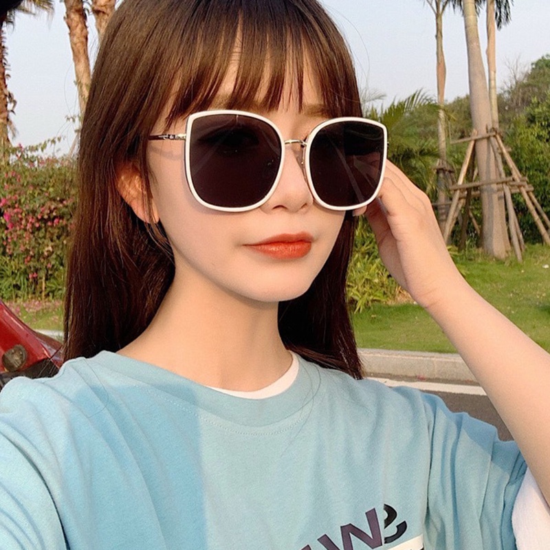 Kính Mát Tròng Vuông Gọng Kim Loại Chống Tia UV400 Phong Cách Hàn Quốc Thời Trang