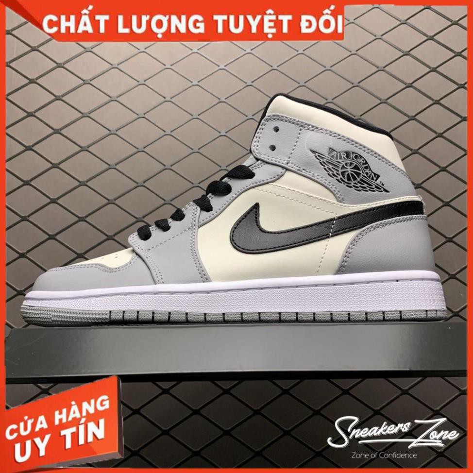 (FREESHIP+QUÀ) Video Giày thể thao AIR JORDAN 1 Retro High Light Smoke Grey cao cổ xám logo đen SALE 20 % ` "