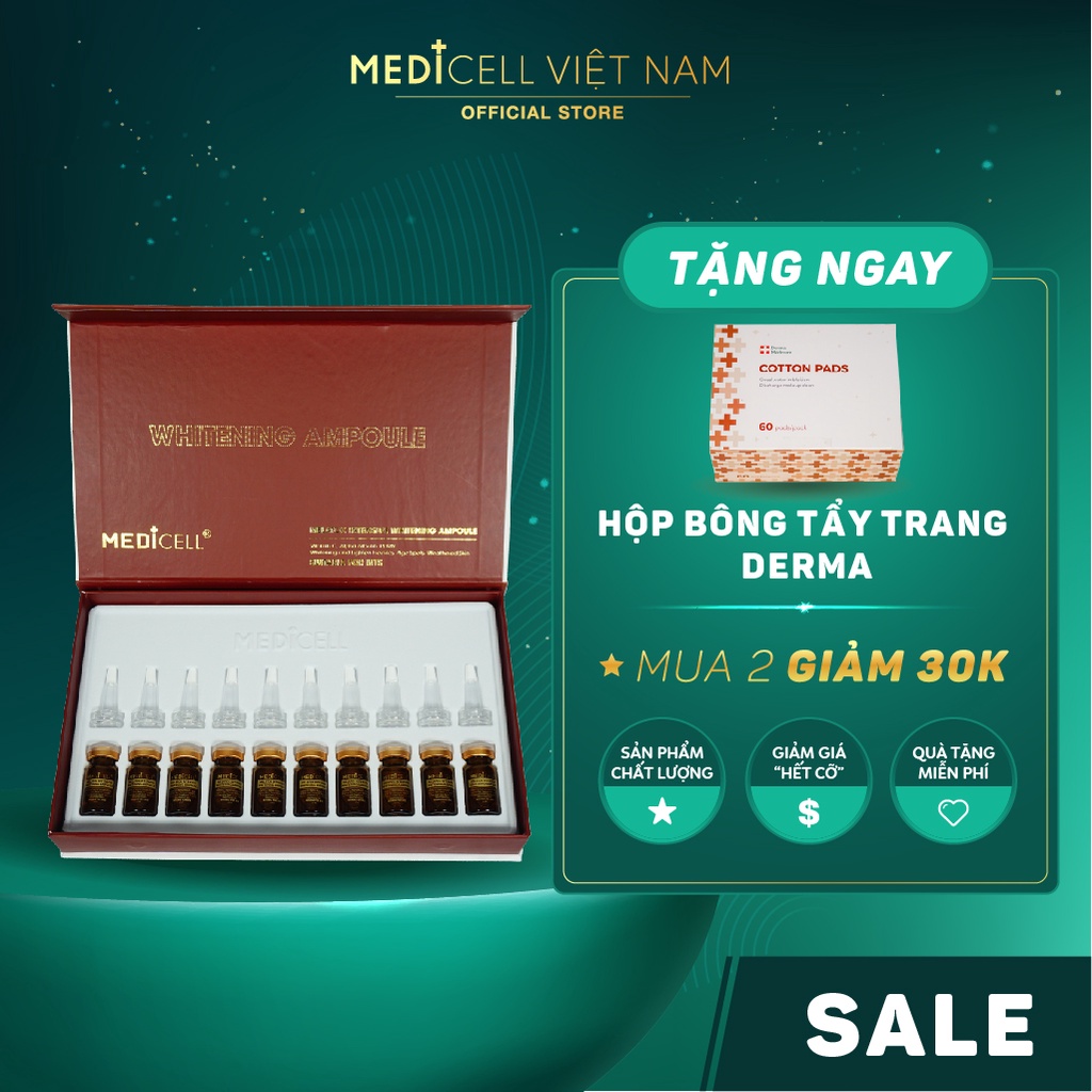 Tế bào gốc giảm nám, tàn nhang Melatox Medicell, tái tạo, phục hồi và làm đều màu da - Hộp 10 lọ