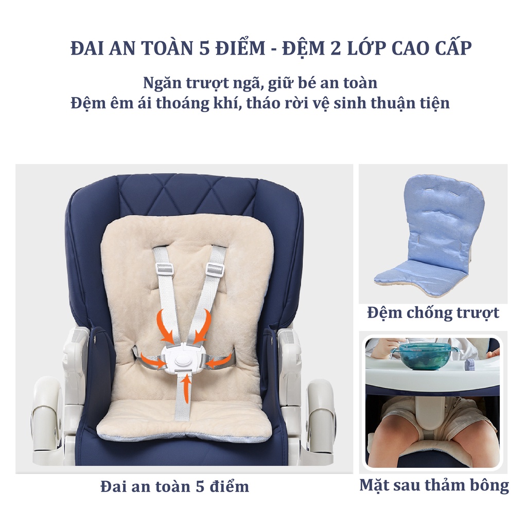 Ghế ăn dặm cho bé cao cấp V-Baby Grow 806 và GA002 - Có thể gấp gọn - Nâng hạ độ cao dễ dàng