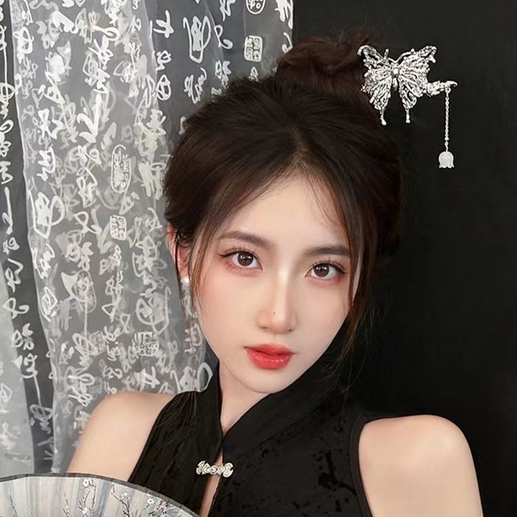 Trâm Cài Tóc Hình Cánh Bướm Phối Tua Rua Phong Cách Trung Hoa Cổ Điển Mới Cho Nữ