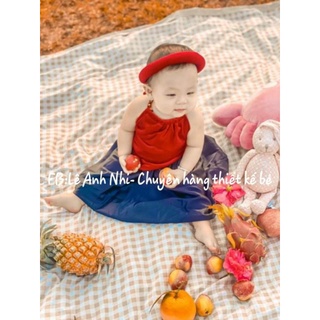 Sét yếm nhung đỏ 3 chi tiết