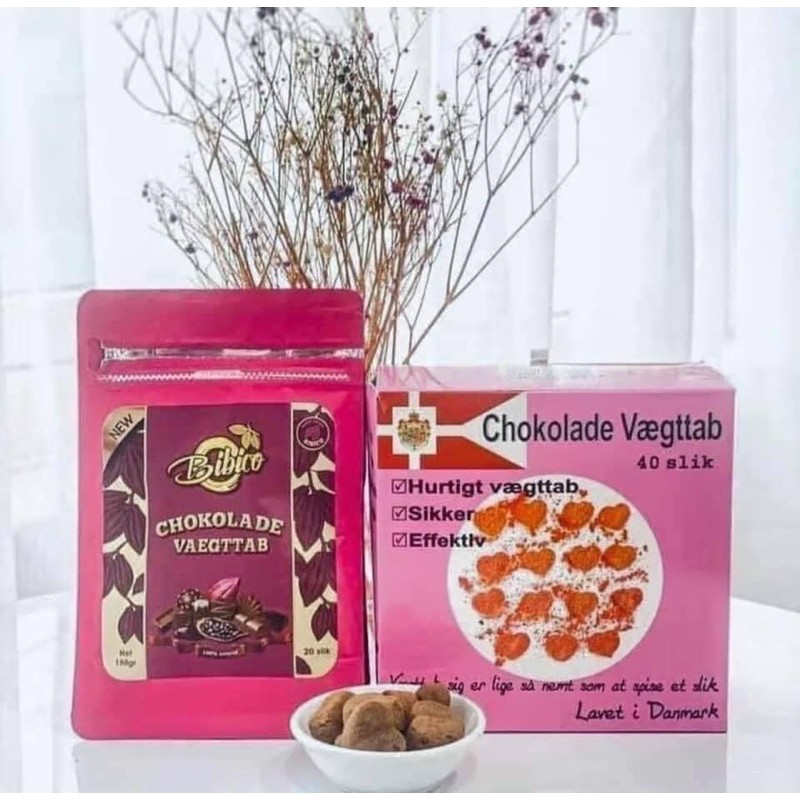 Kẹo socola giảm cân Chokolade Vaegttab, bản mới màu hồng [chính hãng, date xa]