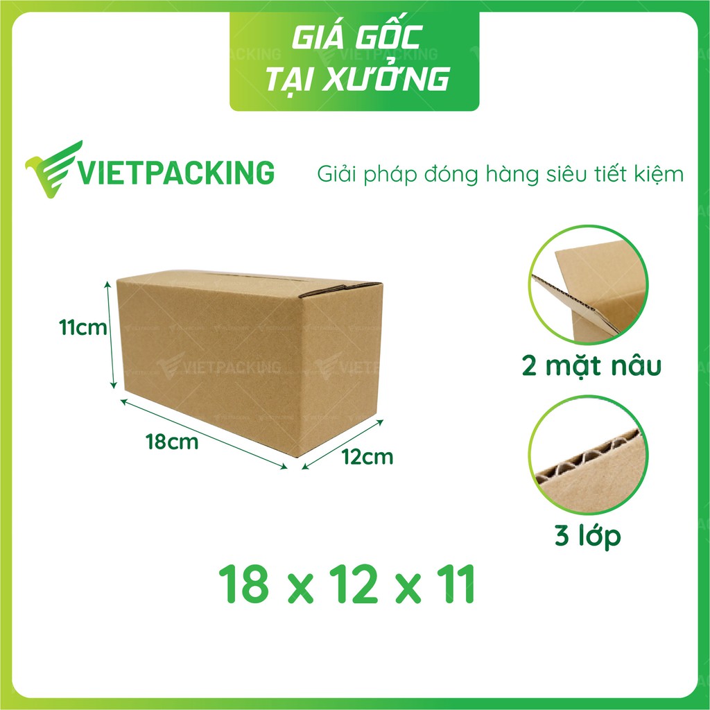 [SIÊU RẺ] 30 hộp carton size 18x12x11 giấy cứng hộp đẹp