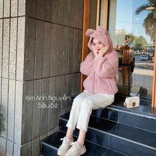 Bán sỉ áo khoác nỉ lông hồng tai gấu mặc cực ấm!