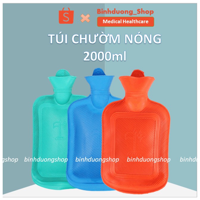 Túi chườm cao su nóng, lạnh cỡ lớn 2000ml giảm đau, giảm viêm - giao màu ngẫu nhiên