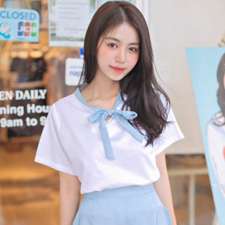 [mã wabrhigh giảm 15% đơn 300k] [mã fashionmal3 hoàn 10% tối đa 100k xu đơn từ 250k] áo kiểu blue bow