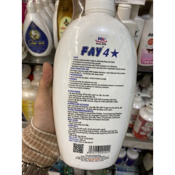 Sữa tắm Fay 4 sao sạch ve rận bọ chét, khử mùi 800ml