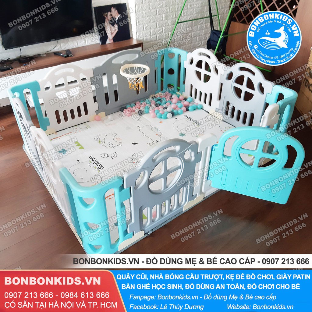 Quây cũi nhựa cho bé Hàn Quốc Newber Kitty bo góc (1m5x1m8) cao cấp  - Quây bóng cho bé