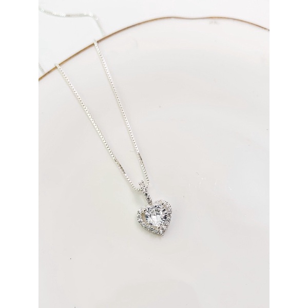 dây chuyền vòng cổ đính đá cao cấp bạc 925 Diamond Heart