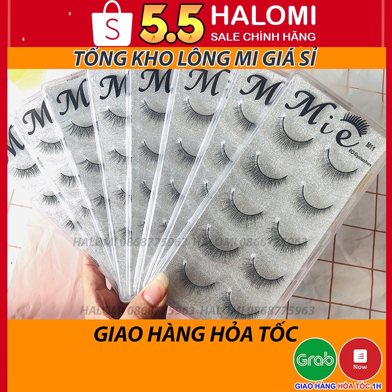 Mi giả tự nhiên 6D Mie 5 cặp cao cấp chính hãng HALOMI chuyên dùng cho makeup