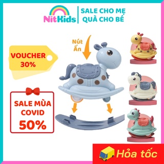 Ngựa Lật Đật Biết Trượt, Đồ Chơi Cầm Tay Nitkids Cho Bé 1 Tuổi, Con Vật Bằng Nhựa ABS