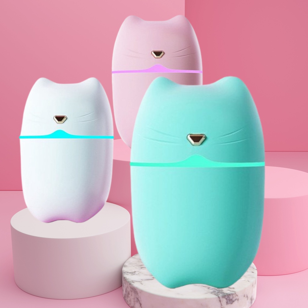 Máy Xông Tinh Dầu Mini Máy Tạo Độ Ẩm Phòng Hình Mèo Dung Tích 260Ml Đèn Ngủ Đổi Màu Trang Trí Để Bàn