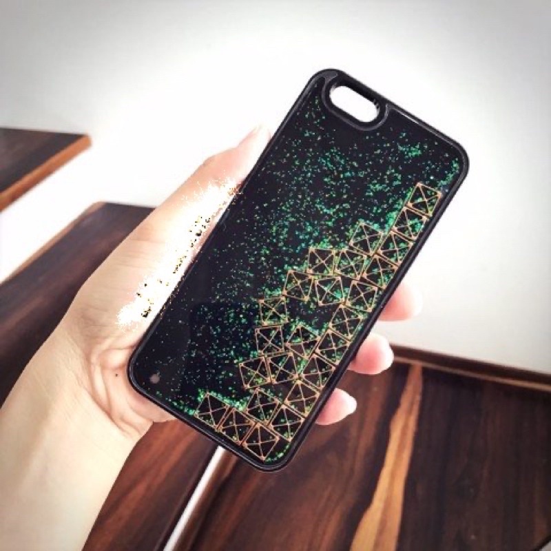 Ốp Lưng iphone 7Plus/8Plus Kim Tuyến Nước Hình Học Viền Nhựa Dẻo