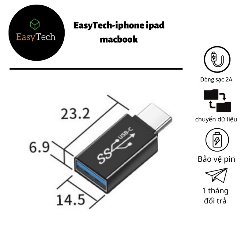 cổng chuyển usb 3.0 sang type c - type sang usb 3.0 - usb to C - type C to usb - OTG