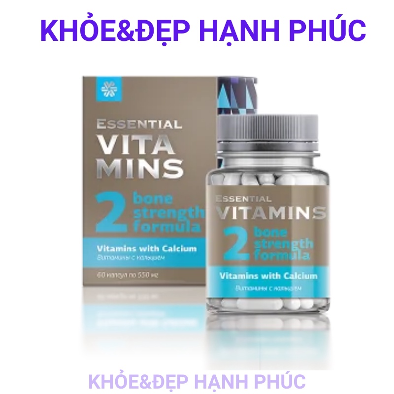 [Vitamin 2 hỗ trợ xương] Thực phẩm bảo vệ sức khỏe Essential Vitamins 2 Vitamins with Calcium – 60 viên/lọ