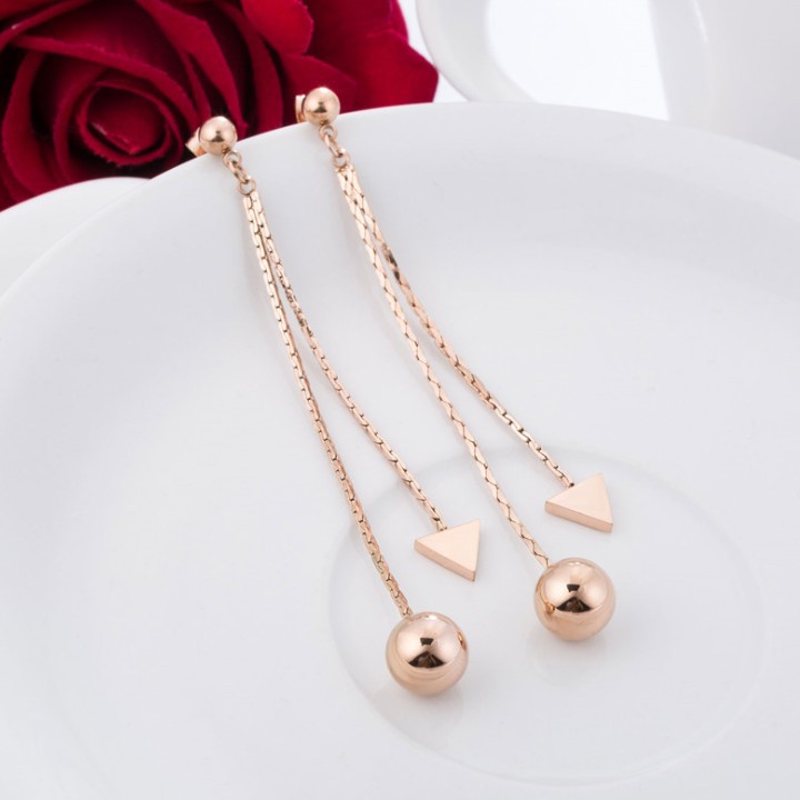 Bông Tai Chuỗi Dài Sang Trọng Titan Không Đen TT 1319